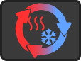 Icono con flechas rojas y azules que simbolizan calor y frío, enlazando a la sección 'Nuestras Terapias' sobre contrastes térmicos para recuperación muscular.