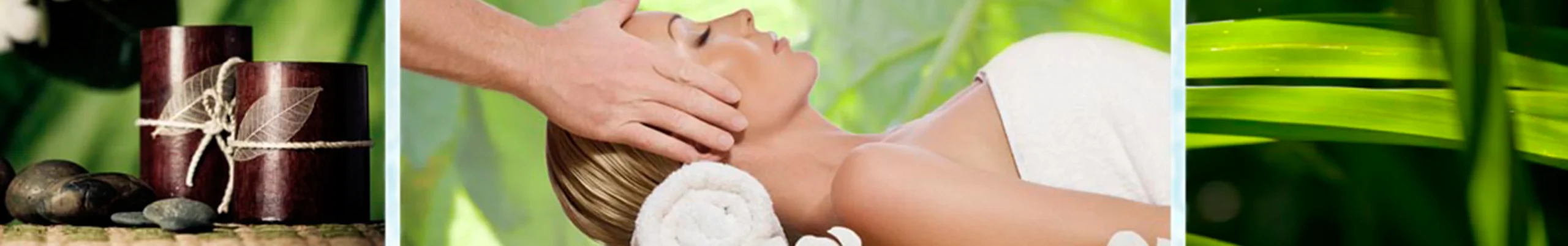Tratamiento estético relajante con masaje facial en un entorno natural que transmite bienestar y equilibrio interior.