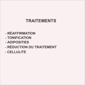 Liste des traitements esthétiques tels que le raffermissement, la tonification, la réduction de la graisse et la réduction de la cellulite applicables avec un échangeur thermique fessier